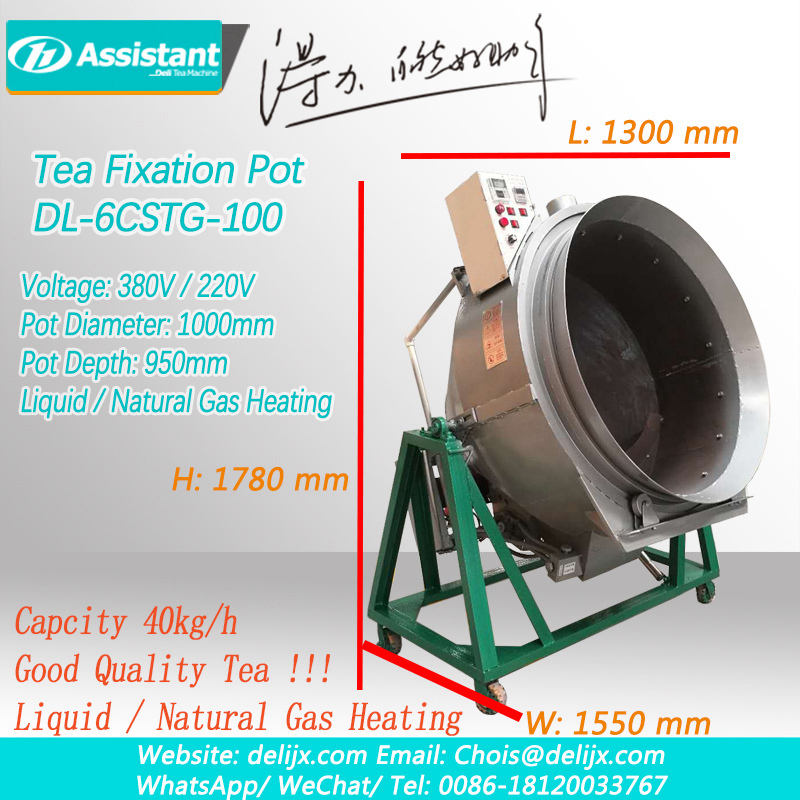 Chinese Gas Heating Tea leaf Fixing Pot Machine Supplier 6CSTG-100